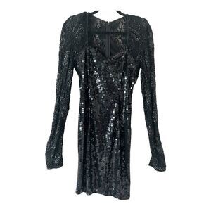 NITELINE By Della Roufogali Vintage Beaded Lace Sequin 90s Sheath Dress Size 6